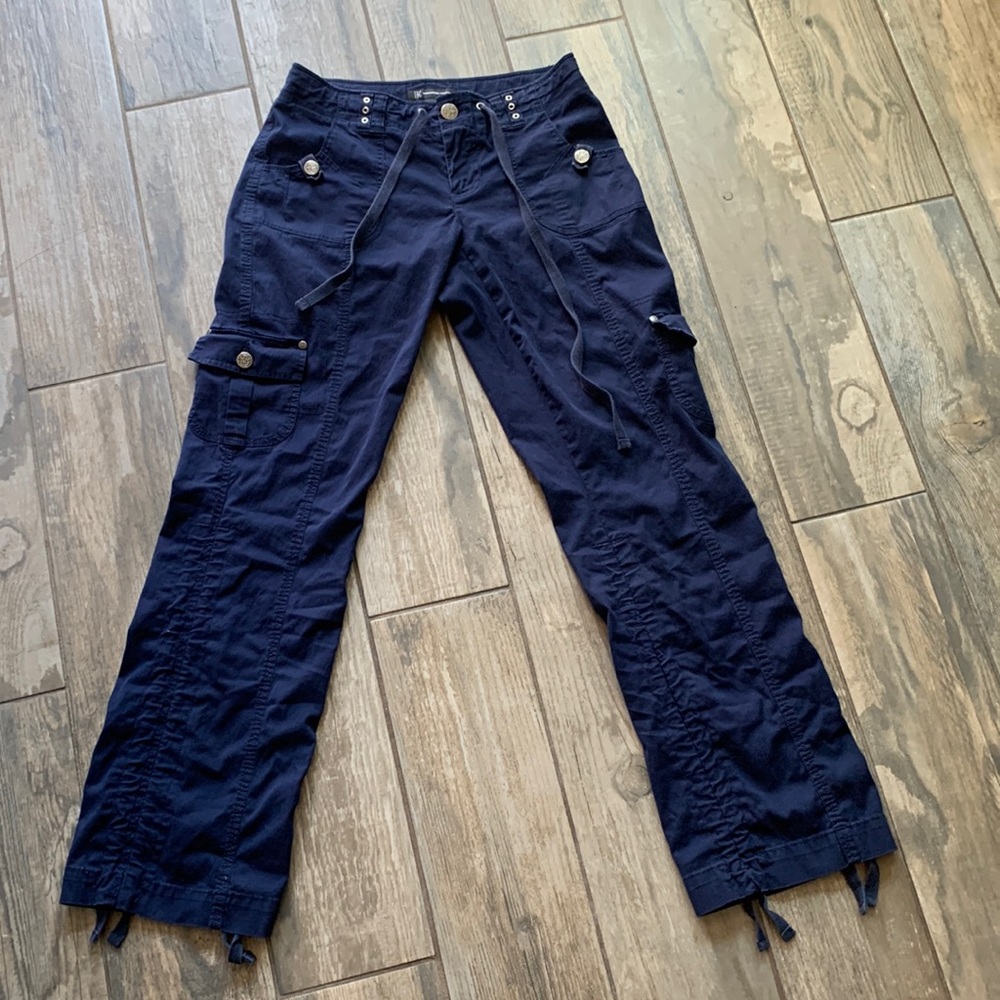INC Navy Blue Low Rise Y2K Cargo Pants Size 2
